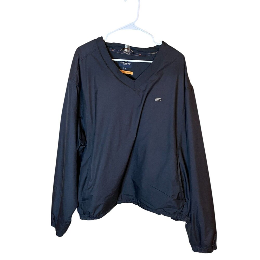 Dockers Mens XXL Black Stain Defender Golf Pullover Windbreaker Jacket